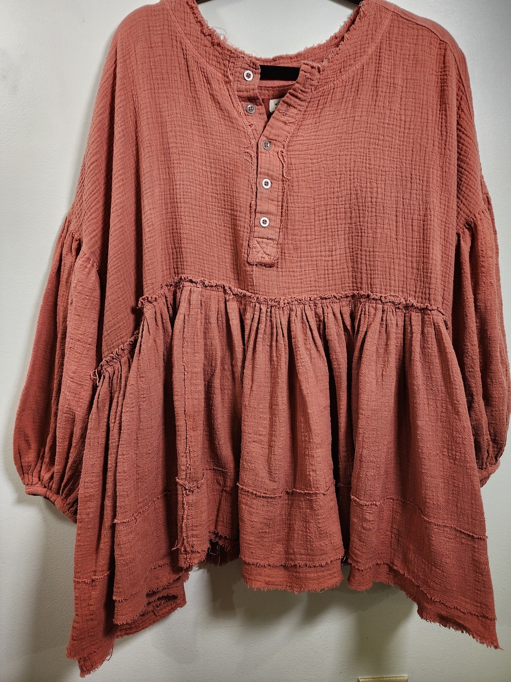 Free People Terracotta Ruffle Peplum Tunic - OVERSIZED - Picture 3 of 6
